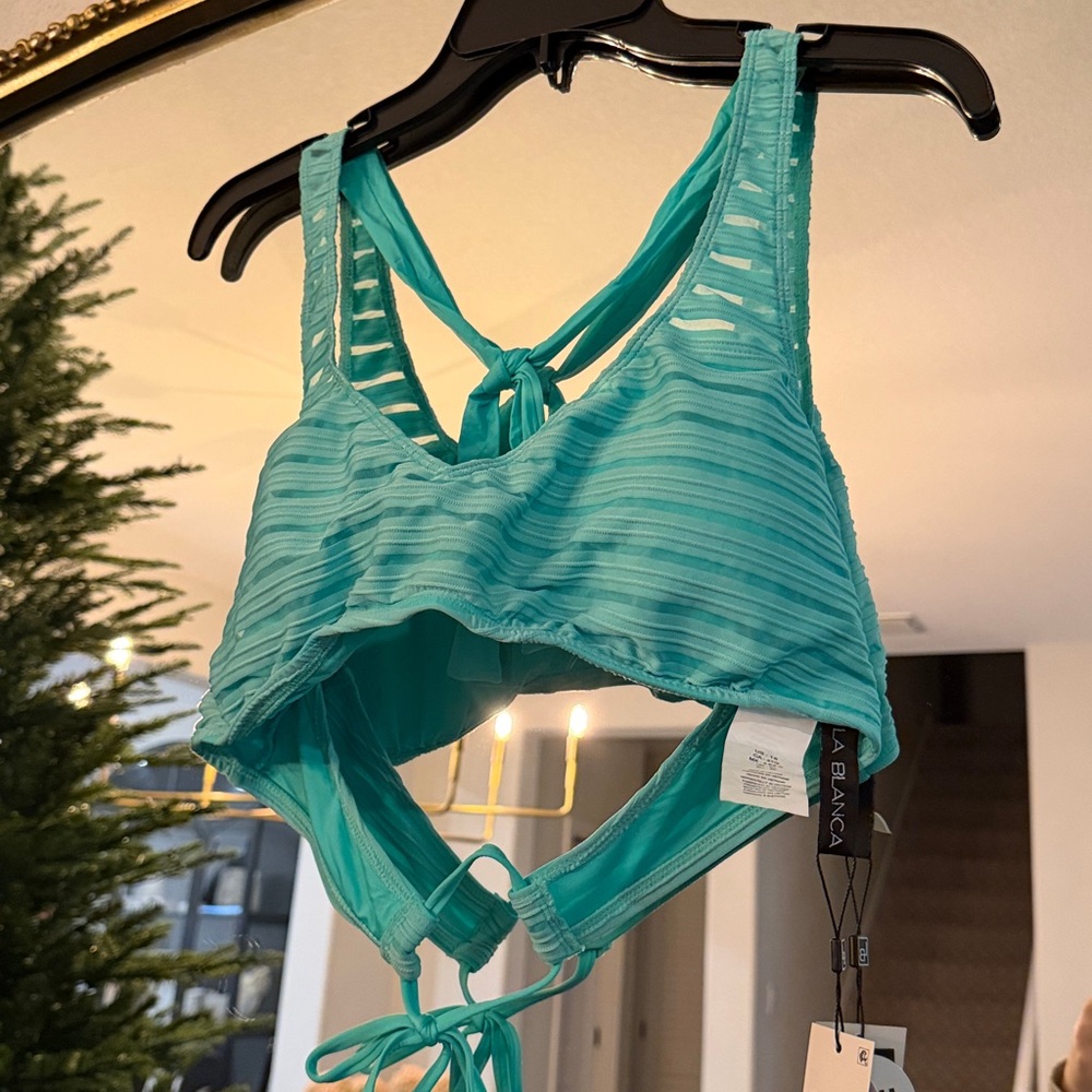 NWT La Blanca Halter Bikini Top Seafoam‎ Size 16